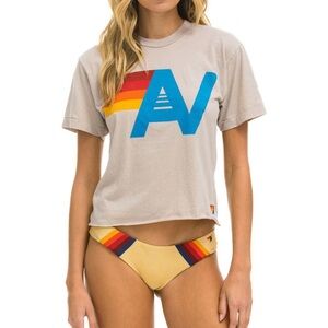 Aviator Nation women’s small graphic t shirt retro logo made in USA y2k vintage